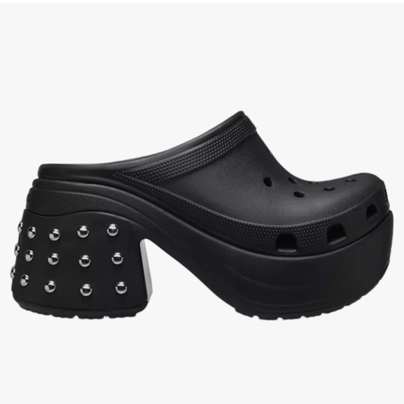 Crocs Siren Studded Black Chrome Studs Platform Unisex Clogs Size M10/W12 NWT - Picture 3 of 10